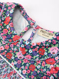 Blue Bow Floral Smocked Girl Bloomer Set - 4