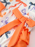 Halloween Bow Print Girls Romper Ruffle Bow Long Sleeve - 9
