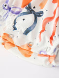 Halloween Bow Print Girls Romper Ruffle Bow Long Sleeve - 10