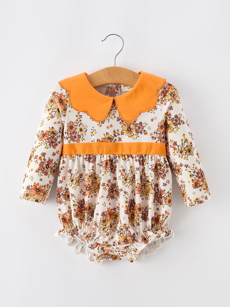 Fall Orange Floral Baby Bubble Petals Collar - 1