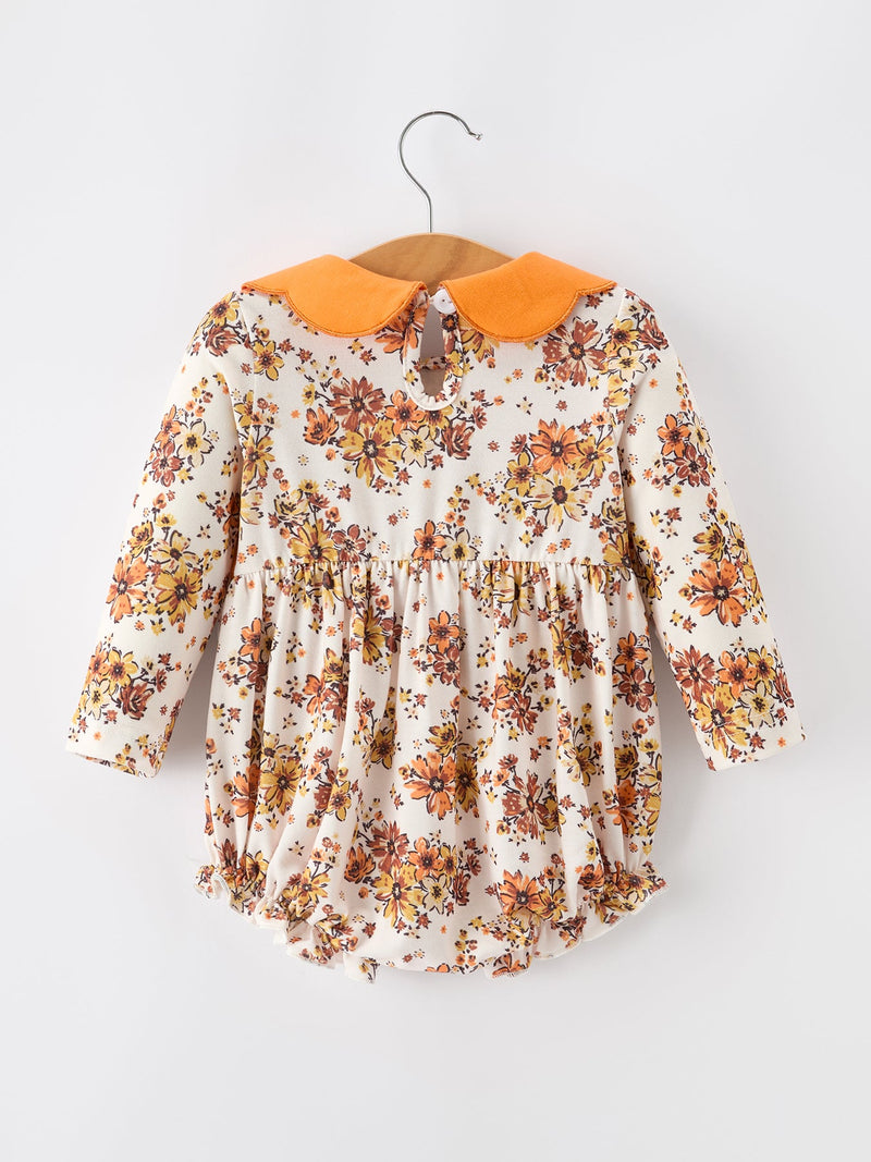 Fall Orange Floral Baby Bubble Petals Collar - 2