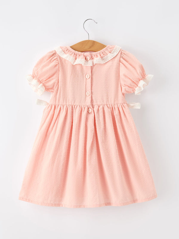 Girls Smocked Horse Embroidery Puff Sleeve Dress