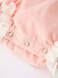 Western Horse Embroidery Girls Romper Lace Petals Collar Puff Sleeve - 9
