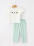 Western Horse Embroidery Boys Set T Shirt Pants Outfit - 1