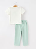 Western Horse Embroidery Boys Set T Shirt Pants Outfit - 2