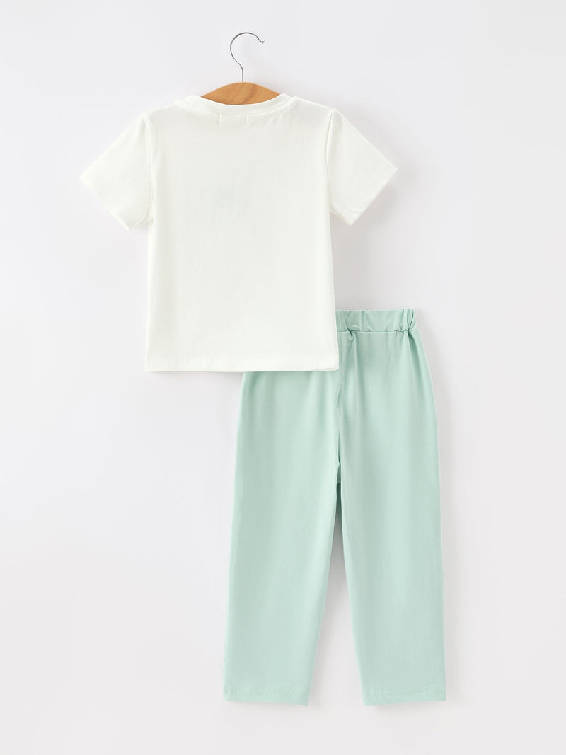 Western Horse Embroidery Boys Set T Shirt Pants Outfit - 2