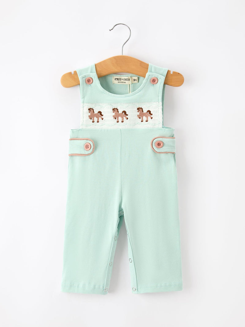 Western Horse Embroidery Boys Jonjon Sleeveless Romper - 1