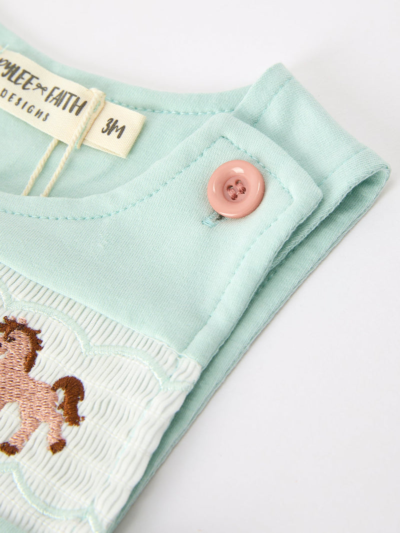 Western Horse Embroidery Boys Jonjon Sleeveless Romper - 3