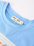 Summer Whale Embroidery Boys Set T Shirt Plaid Shorts Outfit - 3