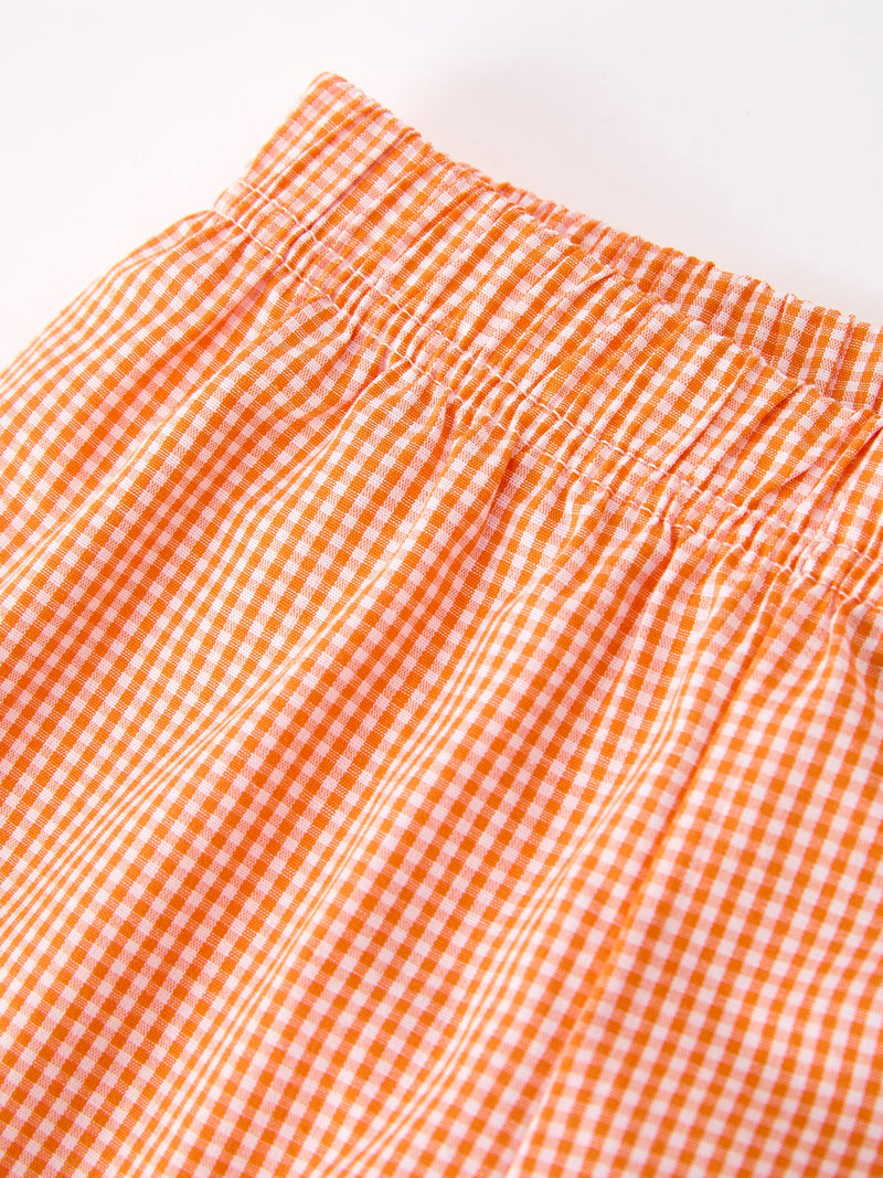 Summer Whale Embroidery Boys Set T Shirt Plaid Shorts Outfit - 5