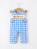 Summer Plaid Whale Embroidery Boys Jonjon Sleeveless - 1