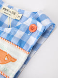 Summer Plaid Whale Embroidery Boys Jonjon Sleeveless - 3