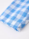 Summer Plaid Whale Embroidery Boys Jonjon Sleeveless - 5