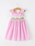 Turtle Girls Dress Pink Stripe Ruffle Strap - 6