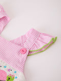 Turtle Girls Dress Pink Stripe Ruffle Strap - 8
