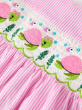 Turtle Girls Dress Pink Stripe Ruffle Strap - 9