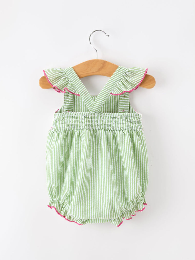 Western Boots Cactus Girls Romper Stripe Ruffle Strap - 2