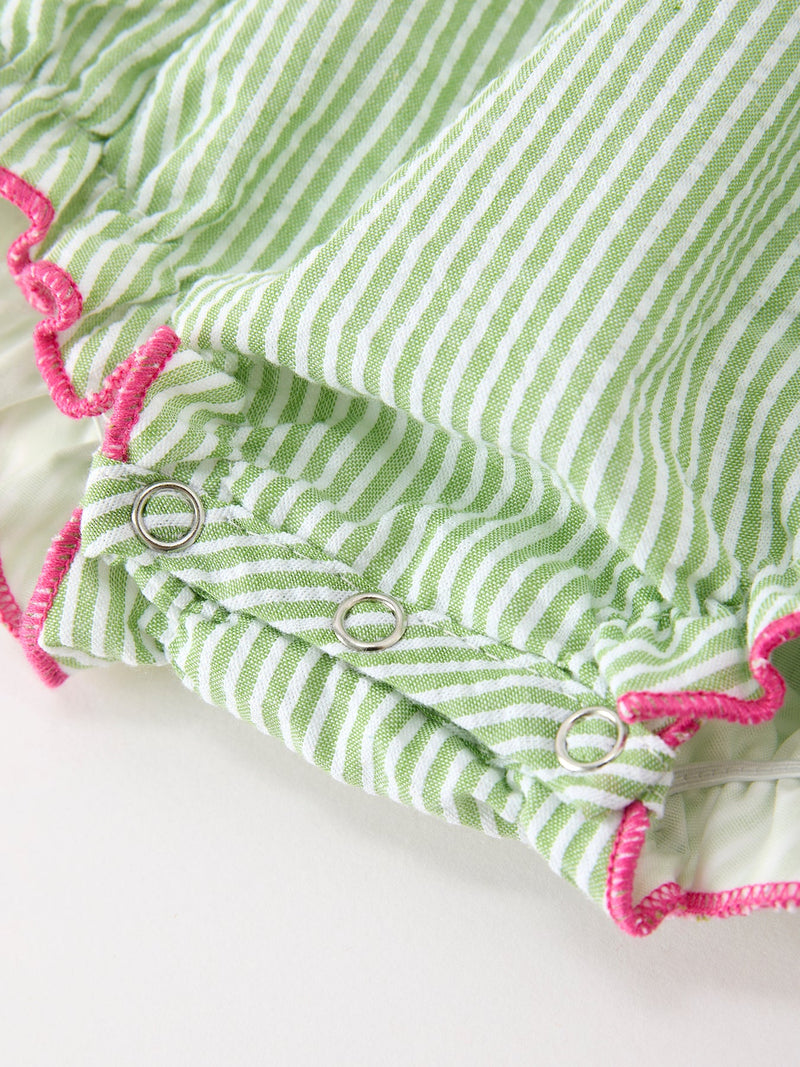 Western Boots Cactus Girls Romper Stripe Ruffle Strap - 4