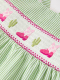 Western Boots & Cactus Smocked Girls Dress - 3