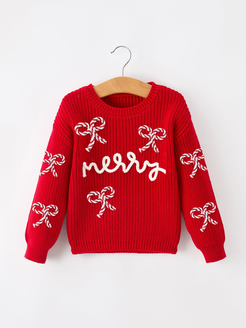 Mom and Me Winter Christmas Red "merry" Pullover Sweater - 5