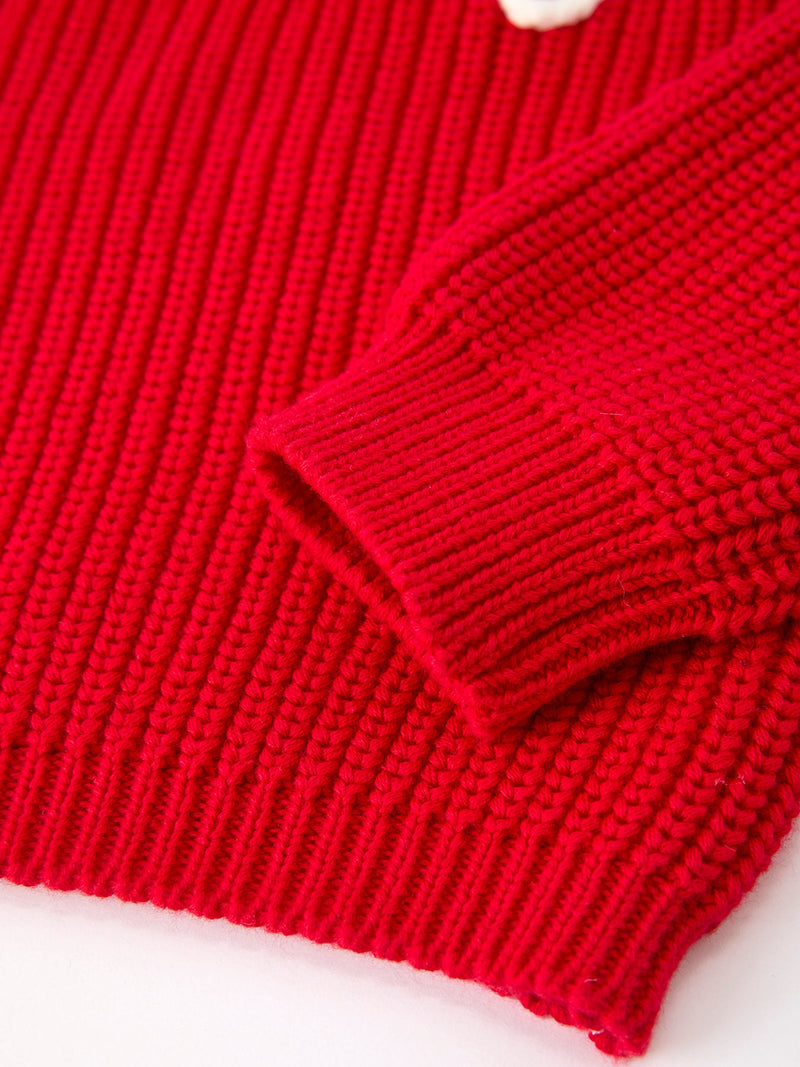 Red Christmas Girls “merry” Pullover Sweater - 5