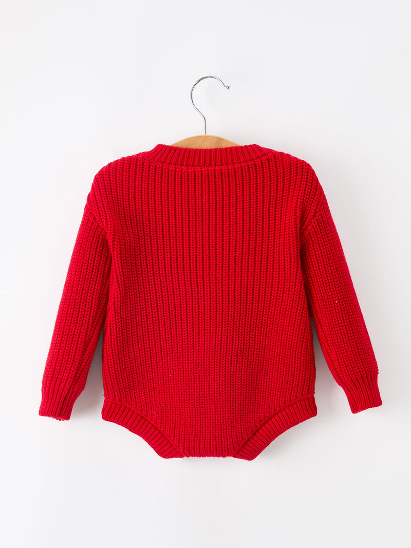 Christmas Candy Cane Merry Knit Baby Romper - 2