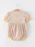 Yellow Bow Smocked Floral Baby Bubble - 2