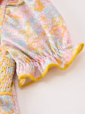 Yellow Bow Smocked Floral Baby Bubble - 4