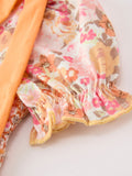 Peach Bow Smocked Floral Baby Bubble - 9