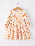 Halloween Thanksgiving Pumpkin Girls Dress Long Sleeve - 2