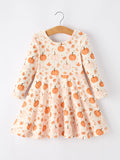 Halloween Thanksgiving Pumpkin Girls Dress Long Sleeve - 1