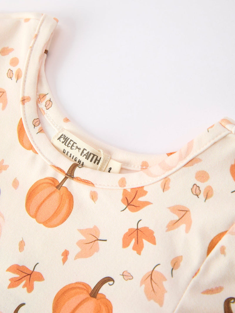 Halloween Thanksgiving Pumpkin Girls Dress Long Sleeve - 3
