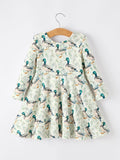 Girls Duck Print Dress Long Sleeve Twirl Dress - 2