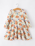 Fall Floral Girls Dress Long Sleeve Twirl Dress - 2