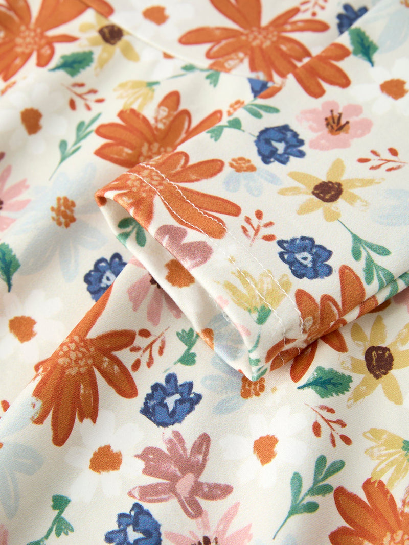 Fall Floral Girls Dress Long Sleeve Twirl Dress - 4