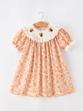 Thanksgiving Turkey Floral Lace Ruffle Girls Dress - 1