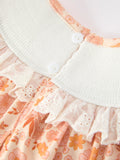 Thanksgiving Turkey Floral Lace Ruffle Girls Dress - 4