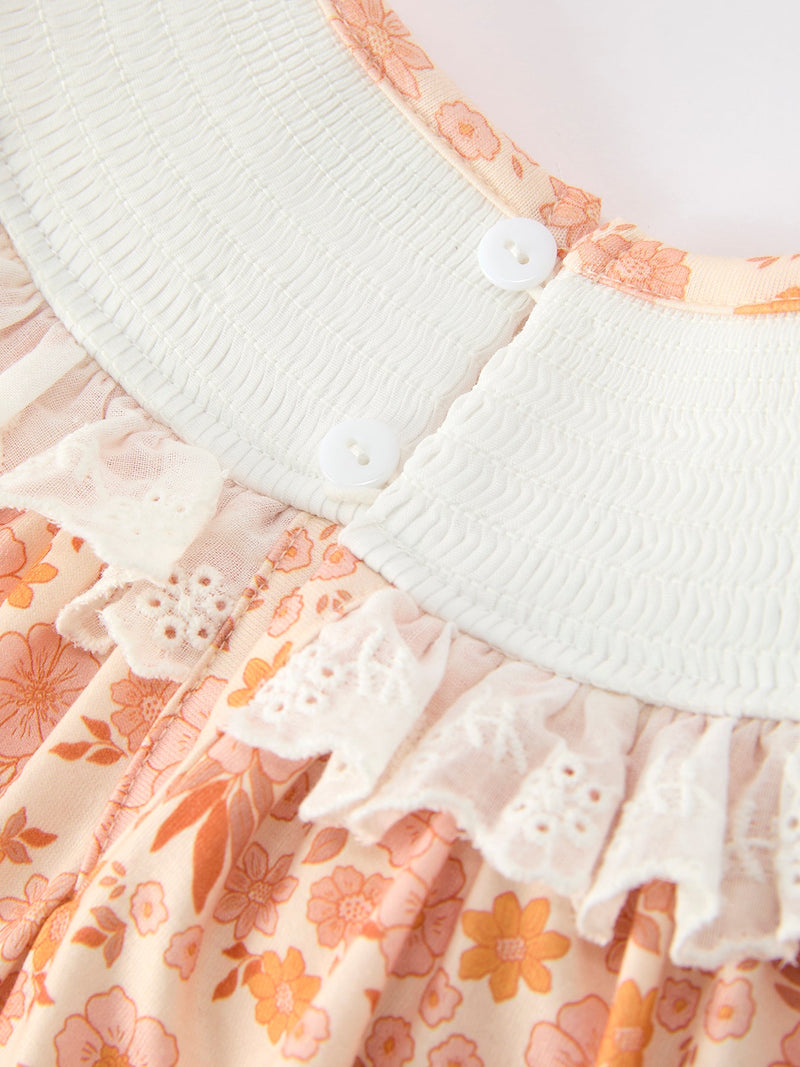 Thanksgiving Turkey Floral Lace Ruffle Girls Dress - 4