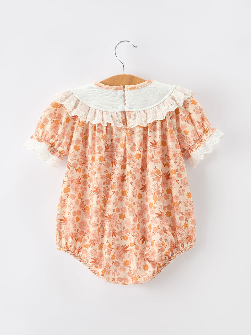 Thanksgiving Turkey Floral Lace Bubble Girls Romper - 2
