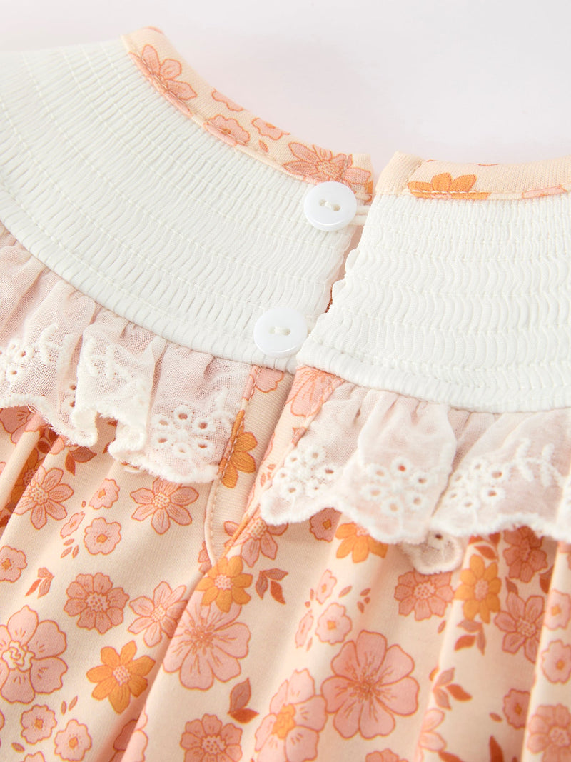 Thanksgiving Turkey Floral Lace Bubble Girls Romper - 5