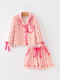 Halloween Thanksgiving Pumpkin Bow Girls Pajama Set - 7