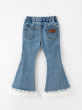 Bow Lace Girls Flare Jeans - 2