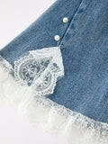 Bow Lace Girls Flare Jeans - 4
