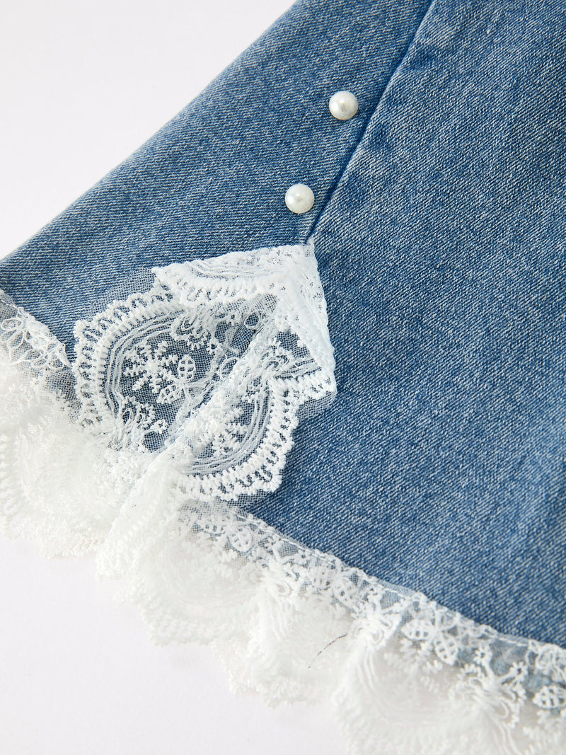 Bow Lace Girls Flare Jeans - 4