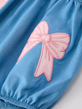 Summer Bow Baby Romper Smocked Strap Bubble Bow Applique - 4