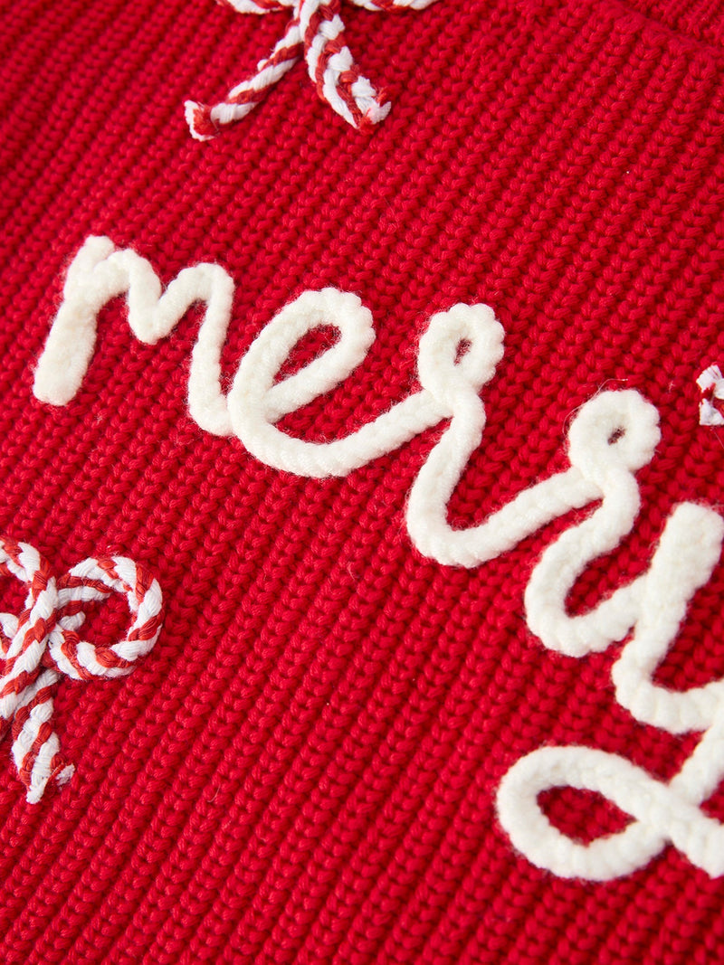Mom and Me Winter Christmas Red "merry" Pullover Sweater - 10