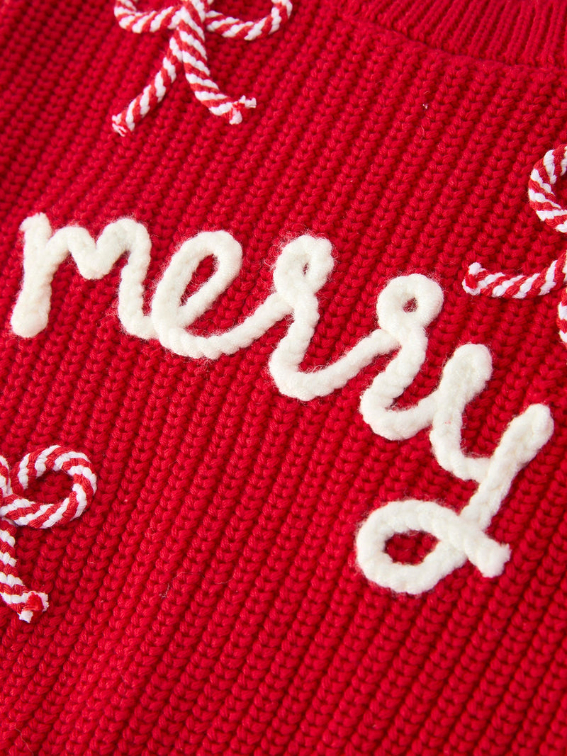 Christmas Candy Cane Merry Knit Baby Romper - 5