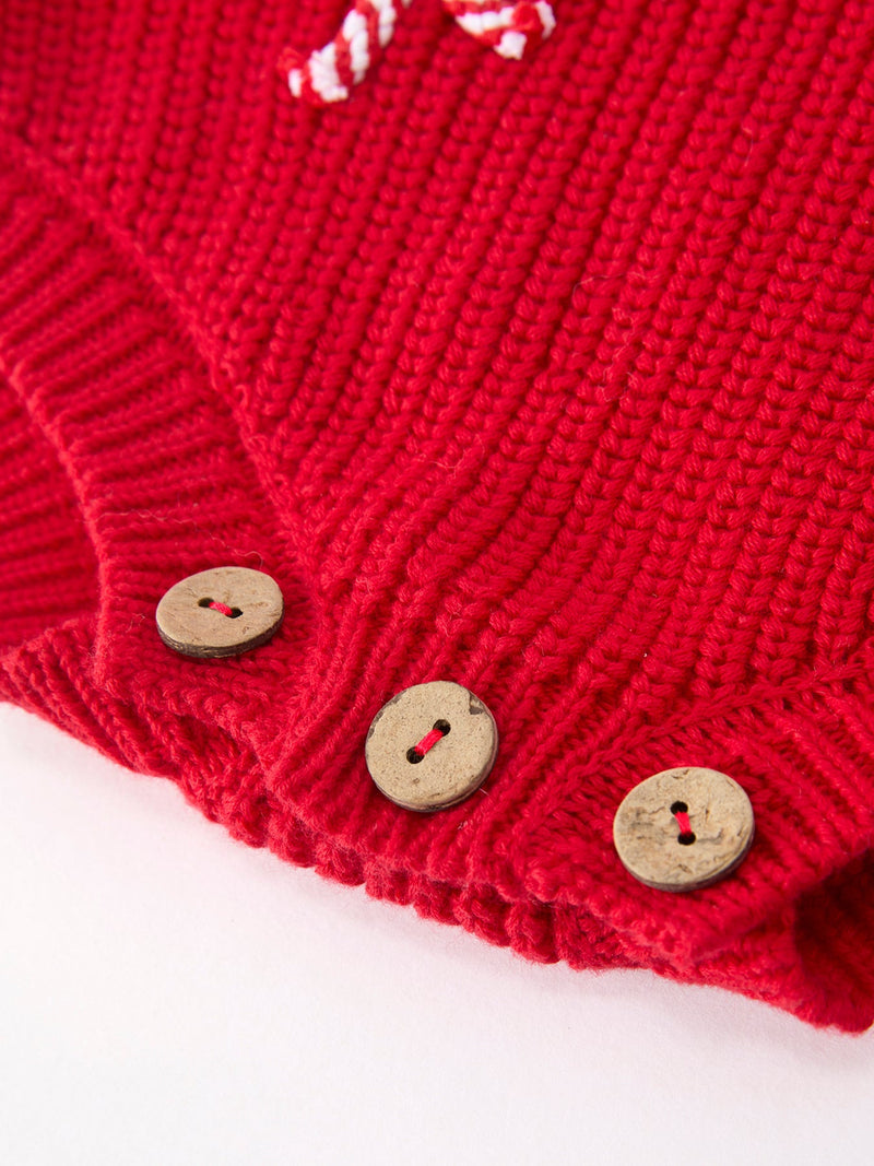 Christmas Candy Cane Merry Knit Baby Romper - 6