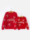 Mom and Me Winter Christmas Red "merry" Pullover Sweater - 16