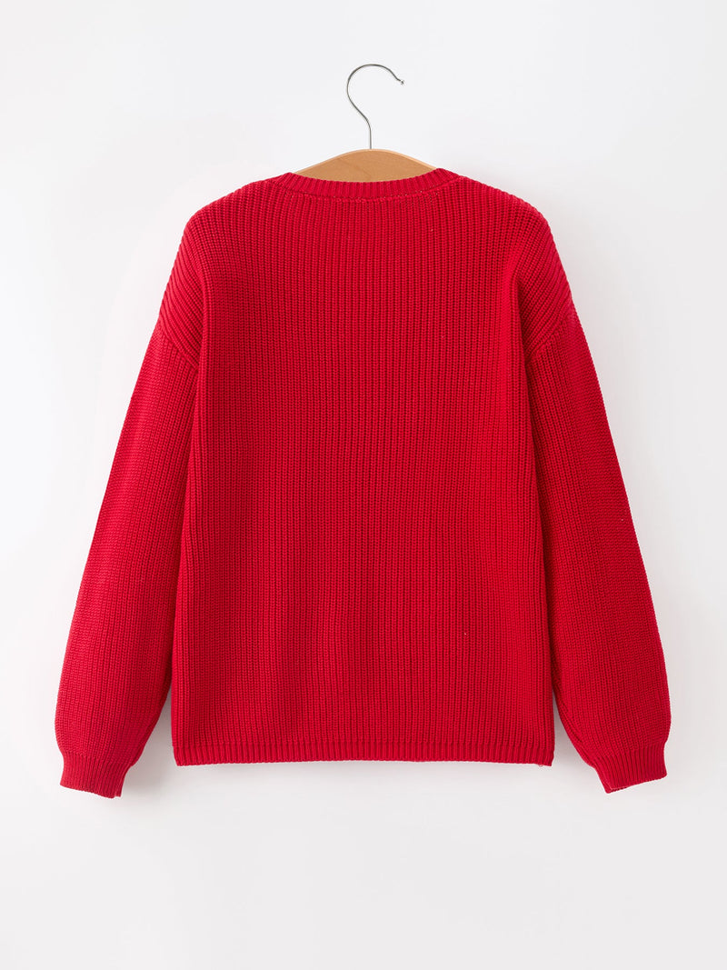 Mom and Me Winter Christmas Red "merry" Pullover Sweater - 12